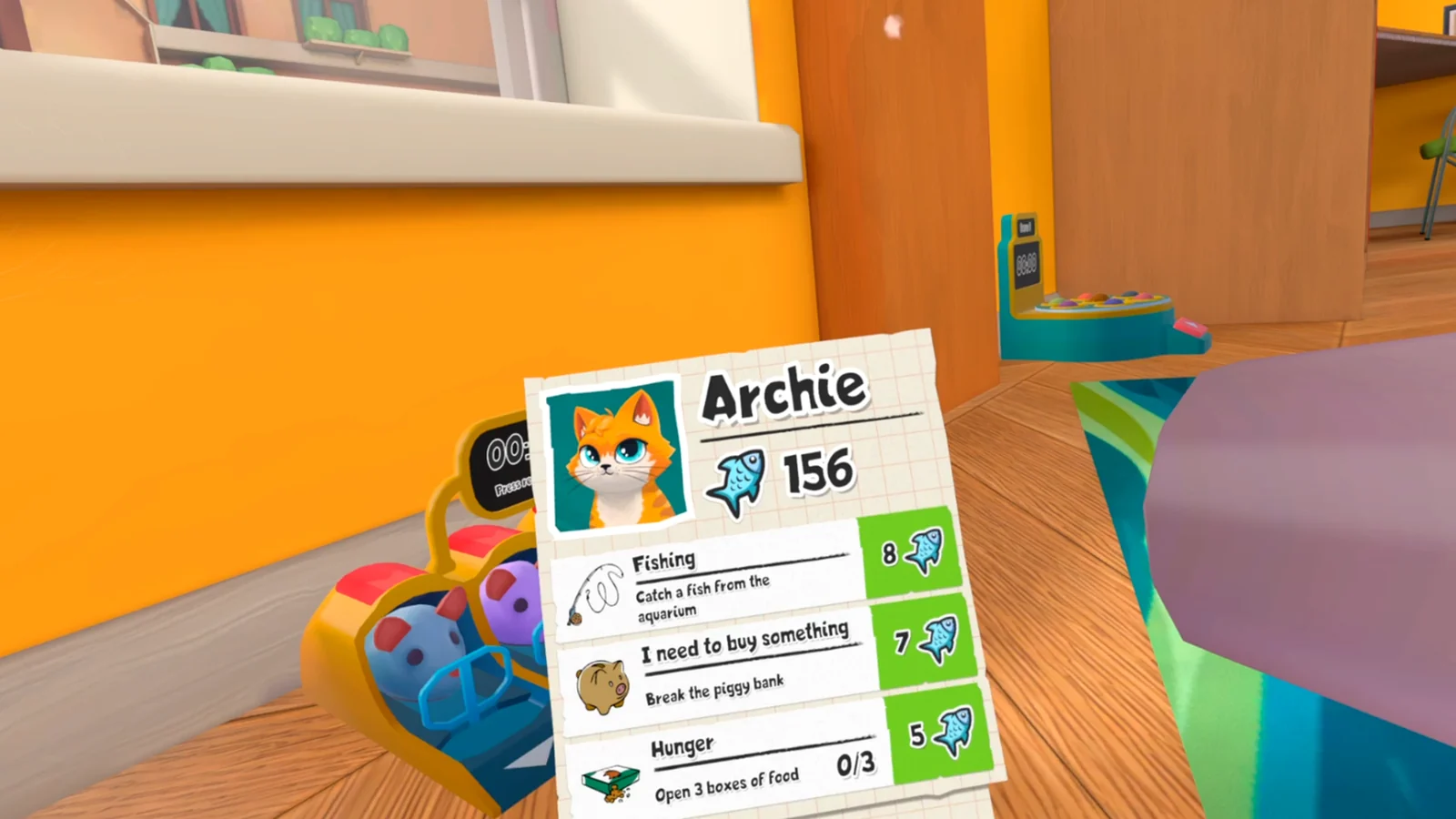 An I Am Cat objective card held in front of a room